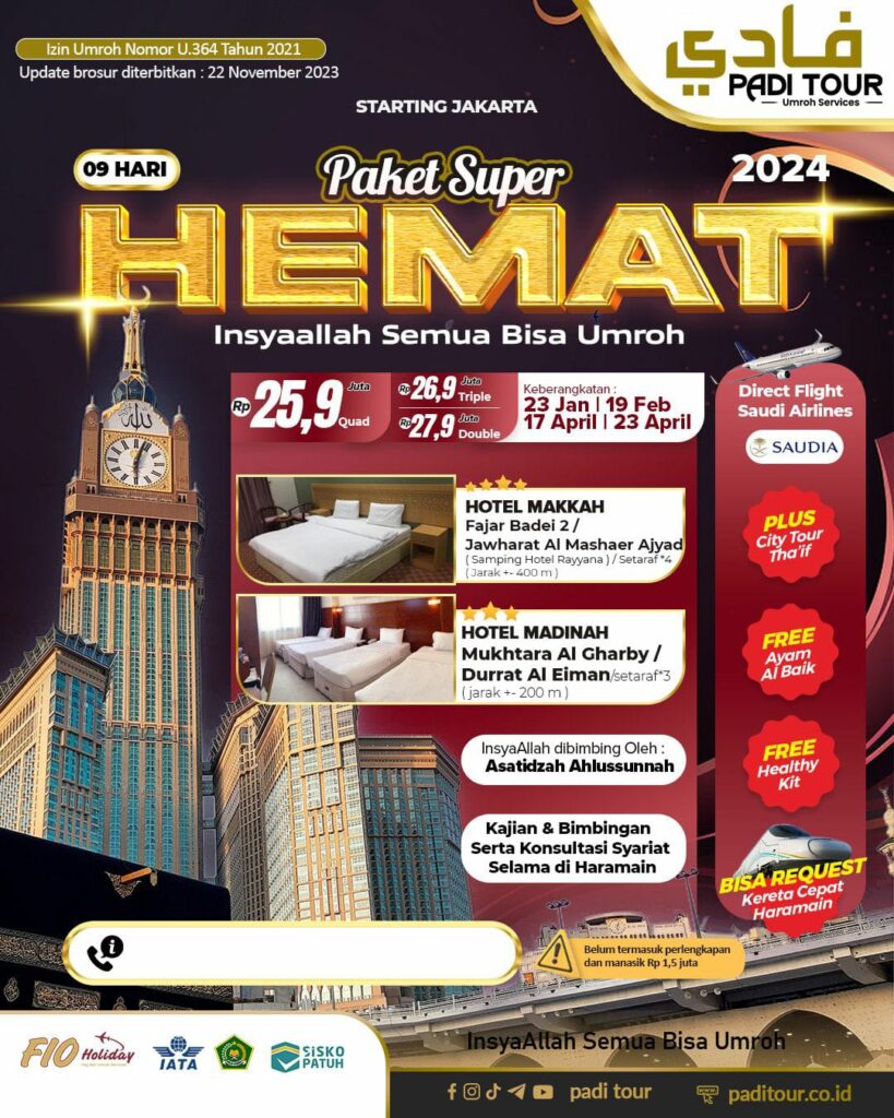 Paket Umroh Super Hemat Padi Tour